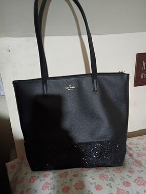 kate spade Black Tote with Glitter Accent